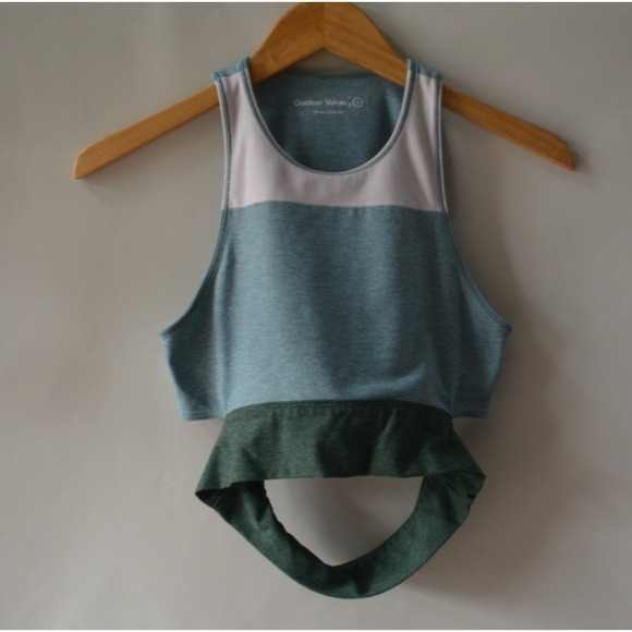 Outdoor Voices Other - Outdoor Voices Tri-Tone Slashback Crop Top Women's Small Ballet Slate Hunter Act
